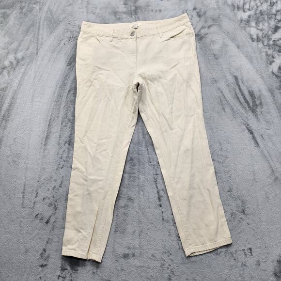 Ann Taylor LOFT Pants Women 10P PETITE Cream Linen Cotton Marisa Crop Minimalist - Picture 1 of 12
